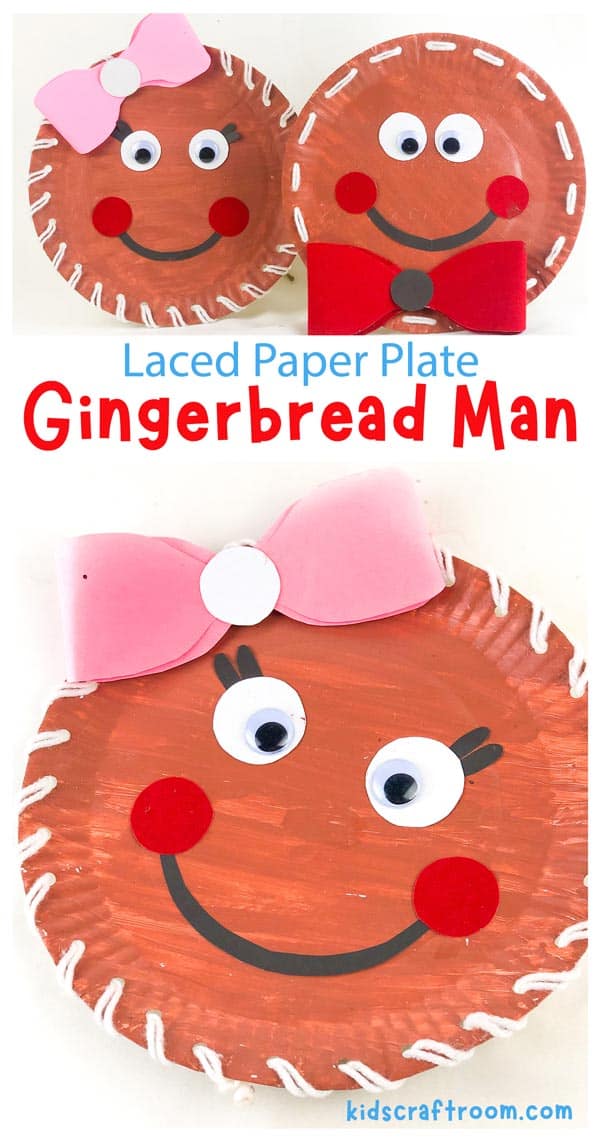 A collage of Laced Paper Plate Gingerbread Men and girls overlaid with descriptive text.
