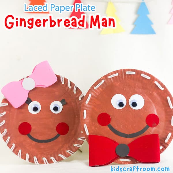 Laced Paper Plate Gingerbread Man