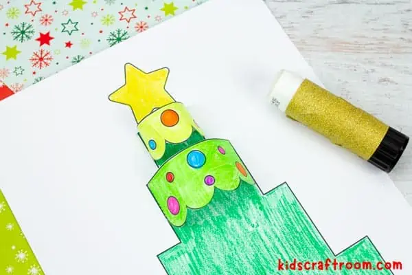 3D Paper Christmas Tree Craft step 5.