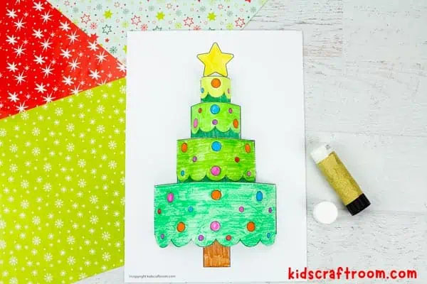 3D Paper Christmas Tree Craft step 6.
