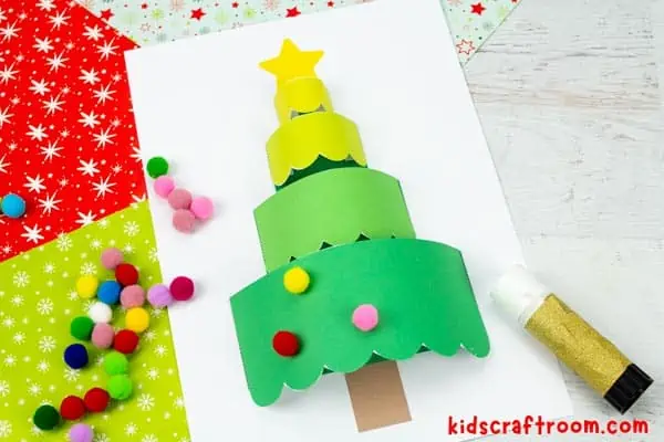 3D Paper Christmas Tree Craft step 7.