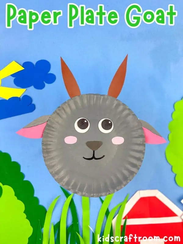 A close up of a Paper Plate Goat Craft For Kids.