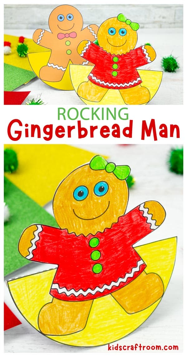 A collage of Rocking Gingerbread Man Crafts overlaid with descriptive text.