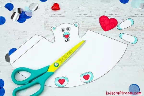Valentine Polar Bear Craft step 3.