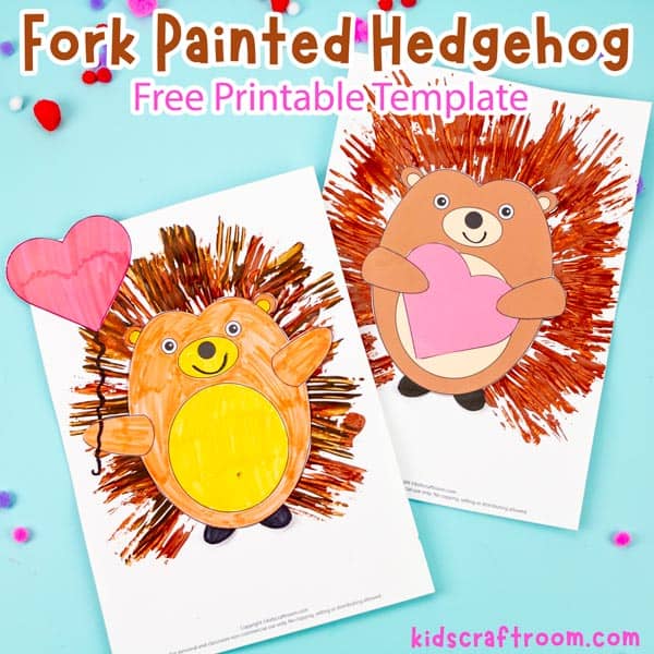 Fork Painted Hedgehog Craft (Free Printable)