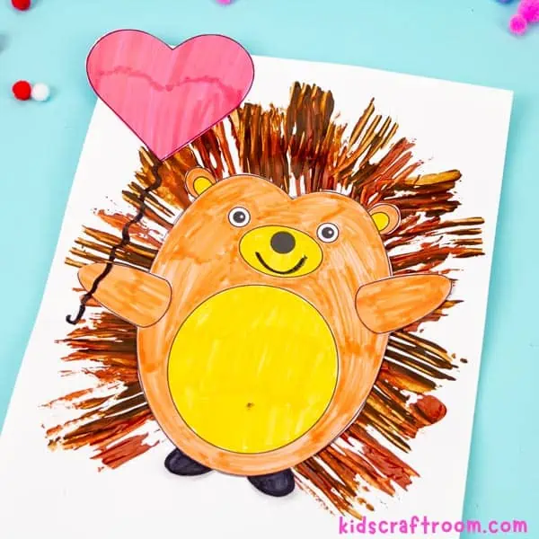 A close up of a Fork Painted Hedgehog Craft.