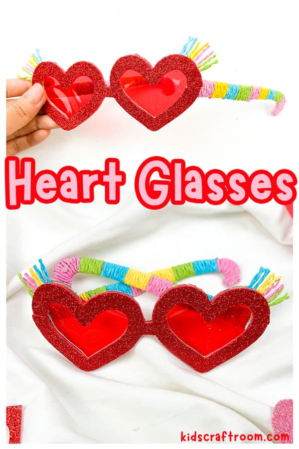2 Heart Sunglasses Crafts, one held open and one folded closed.