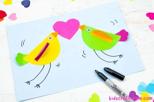 Valentine Love Bird Craft step 7.