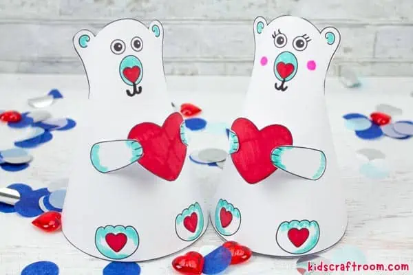 Valentine Polar Bear Craft step 7.