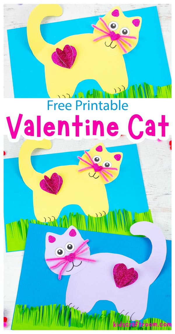Valentine Cat Craft (Free Printable) - Kids Craft Room