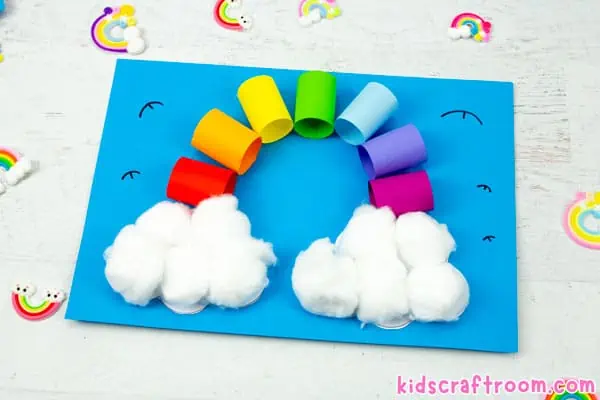 A close up of a finished Paper Rainbow Craft.