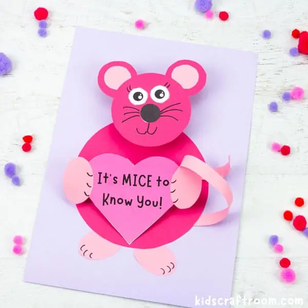 A pink Bobble Head Mouse Craft.