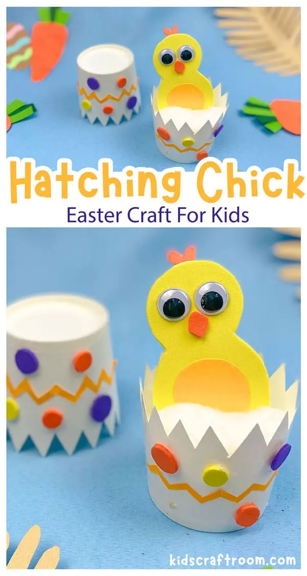 Hatching Easter Chick Craft close up.