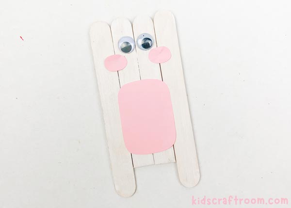 Popsicle Stick Easter Bunny Craft step 2.