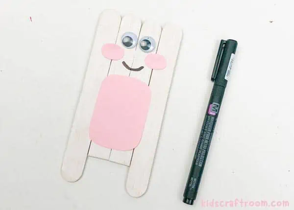 Popsicle Stick Easter Bunny Craft step 3.