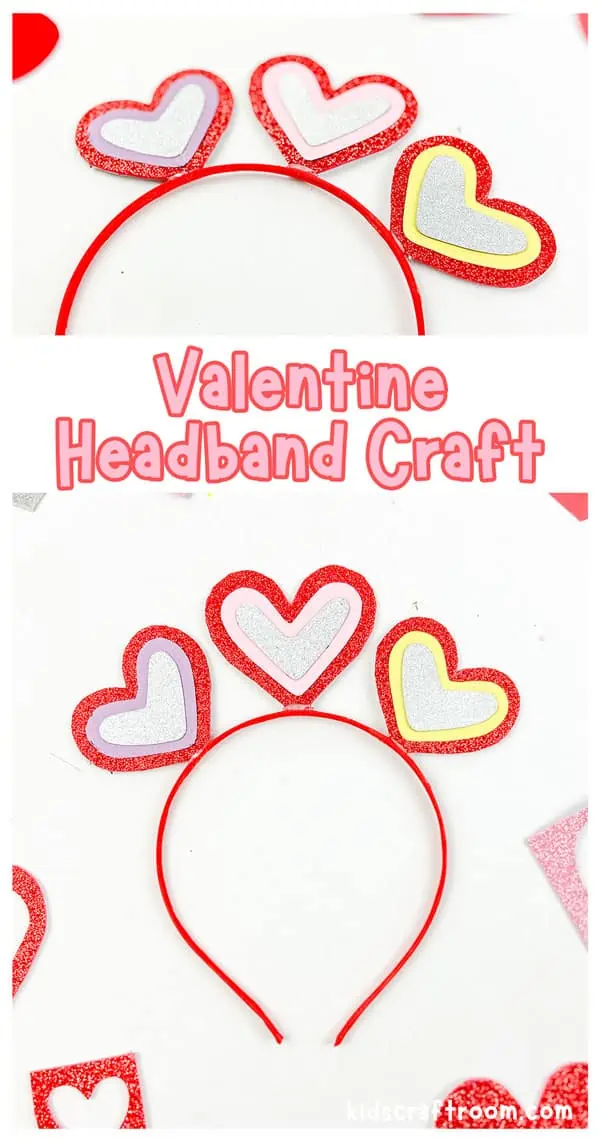 Two Valentine Headband Crafts viewed from above.