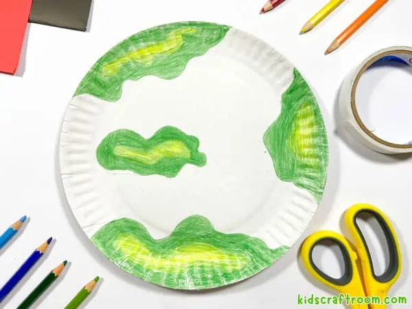 Paper Plate Earth Day Craft step 2.