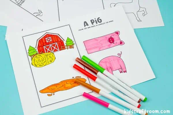 3D Coloring Pages Farm Animals step 1.