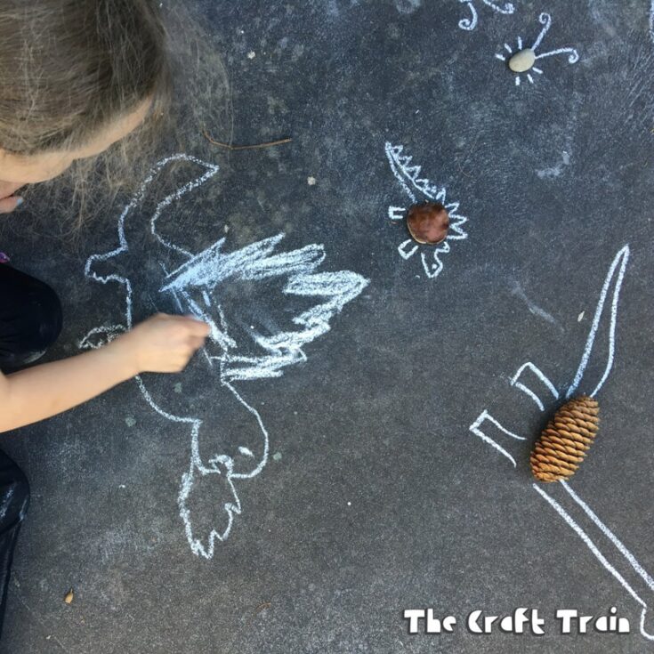 Image for Drawing with chalk and nature - a simple process art idea