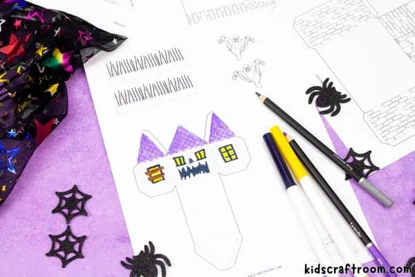 Step 3 - 3D Haunted House Coloring Pages.