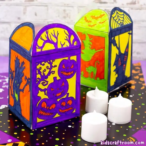 Easy Paper Halloween Lanterns For Kids (Free Printable)