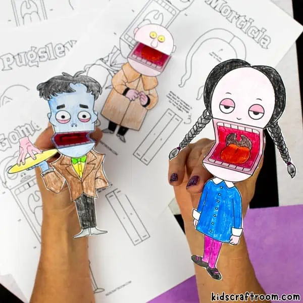 Free Printable Halloween Puppets (The Addams Family)