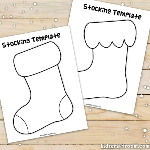 2 Christmas Stocking outline printable templates.