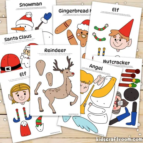 A set of ready coloured printable Christmas puppet templates for kids to make.