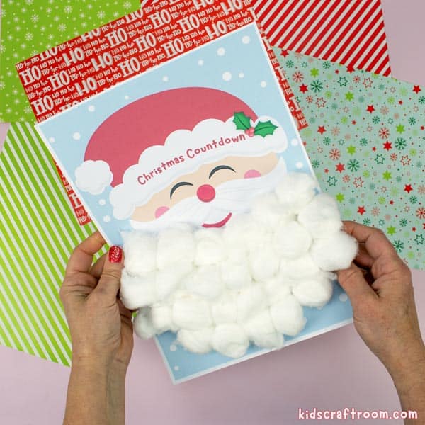 A completed Santa Beard Christmas Countdown Calendar showing a full beard.