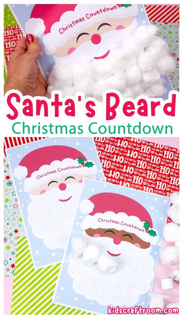 2 Santa Beard Christmas Countdown Calendars with different colored skin.