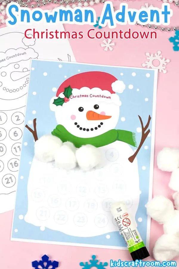 Snowman Countdown To Christmas Advent Calendar For Kids - Kids Craft Room