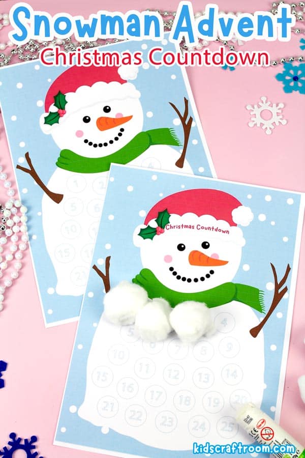 Snowman Countdown To Christmas Advent Calendar For Kids - Kids Craft Room