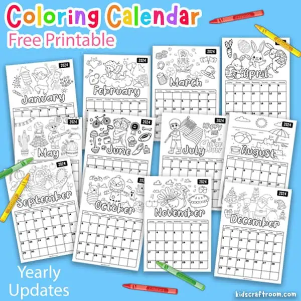 2024 Free Printable Coloring Calendar For Kids