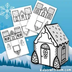 Winter Paper House Craft for Kids (Free Printable)