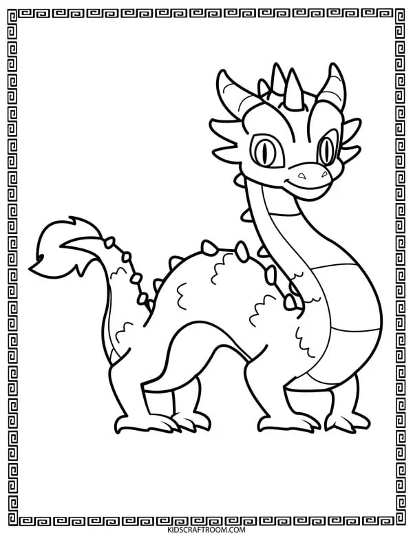 Chinese Zodiac Animal Coloring Pages featuring - Year of the Dragon free printable coloring page.
