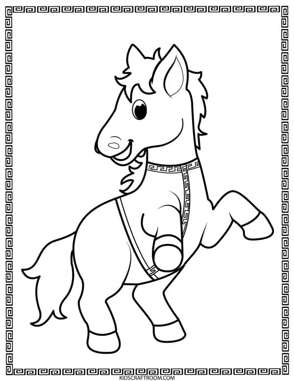 Chinese Zodiac Animal Coloring Pages featuring - Year of the Horse free printable coloring page.