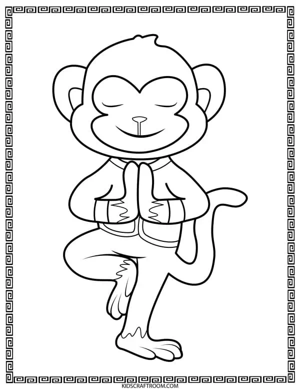 Year of the Monkey free printable coloring page.