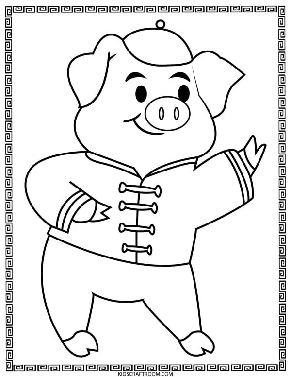 Year of the Pig free printable coloring page.
