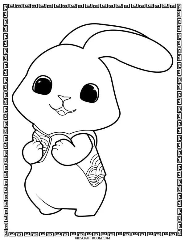 Year of the Rabbit free printable coloring page.
