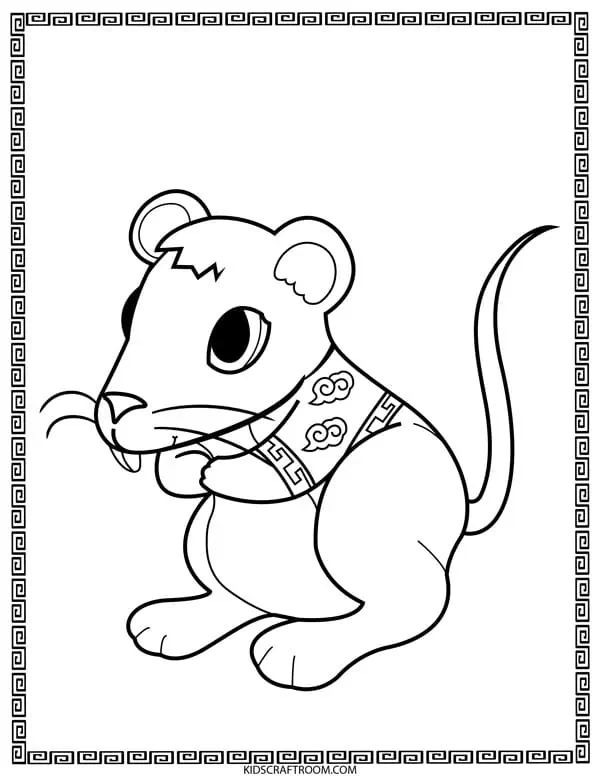 Year of the Rat free printable coloring page.