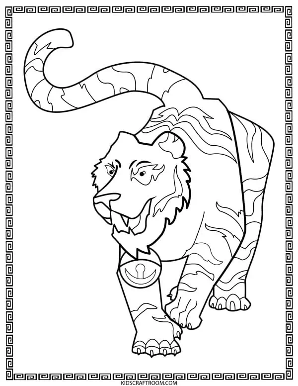 Year of the Tiger free printable coloring page.