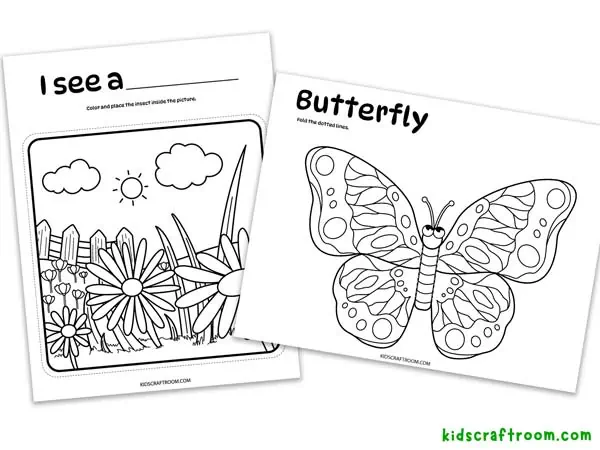 3D Butterfly Coloring Page.