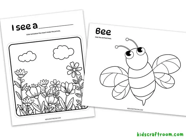 3D Bee Coloring Page.