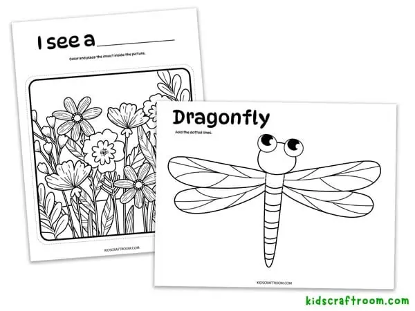 3D Dragonfly Coloring Page.
