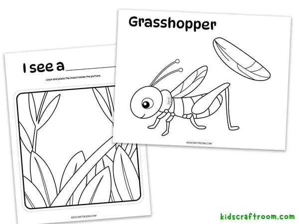 3D Grasshopper Coloring Page.