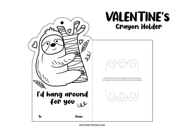 Sloth Valentine Coloring Card.