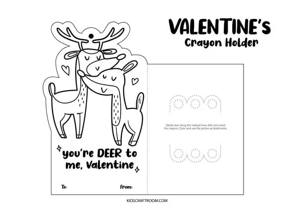 Deer Valentine Coloring Card.