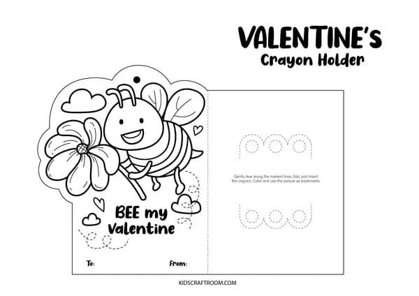 Bee Valentine Coloring Card.