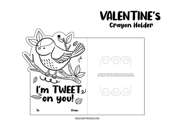 Bird Valentine Coloring Card.
