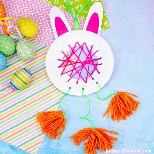 Cute DIY Easter Bunny Dream Catcher Craft For Kids